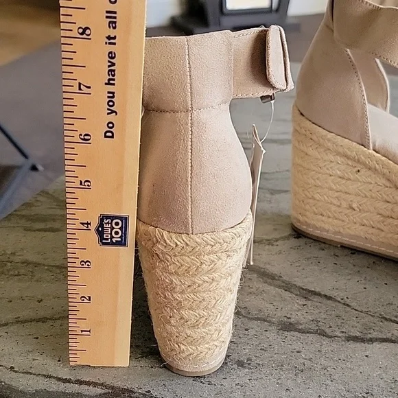 Universal Thread Jute/Faux Suede Boho Platform Wedge Peep Toe Heels Taupe sz 10 - Picture 13 of 14